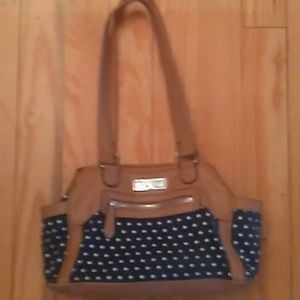 Tan & Navy Blue Shoulder Bag